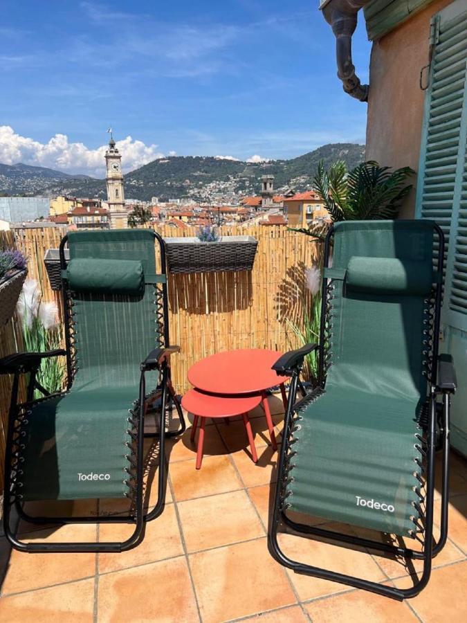 La Croix - F3, Terrasse Vue Panoramique, Vieux-Nice Old Town And Terrace Bagian luar foto