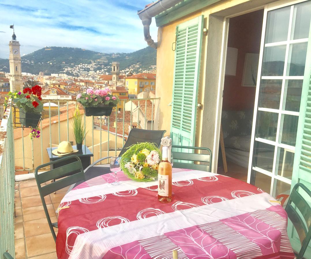 La Croix - F3, Terrasse Vue Panoramique, Vieux-Nice Old Town And Terrace Bagian luar foto