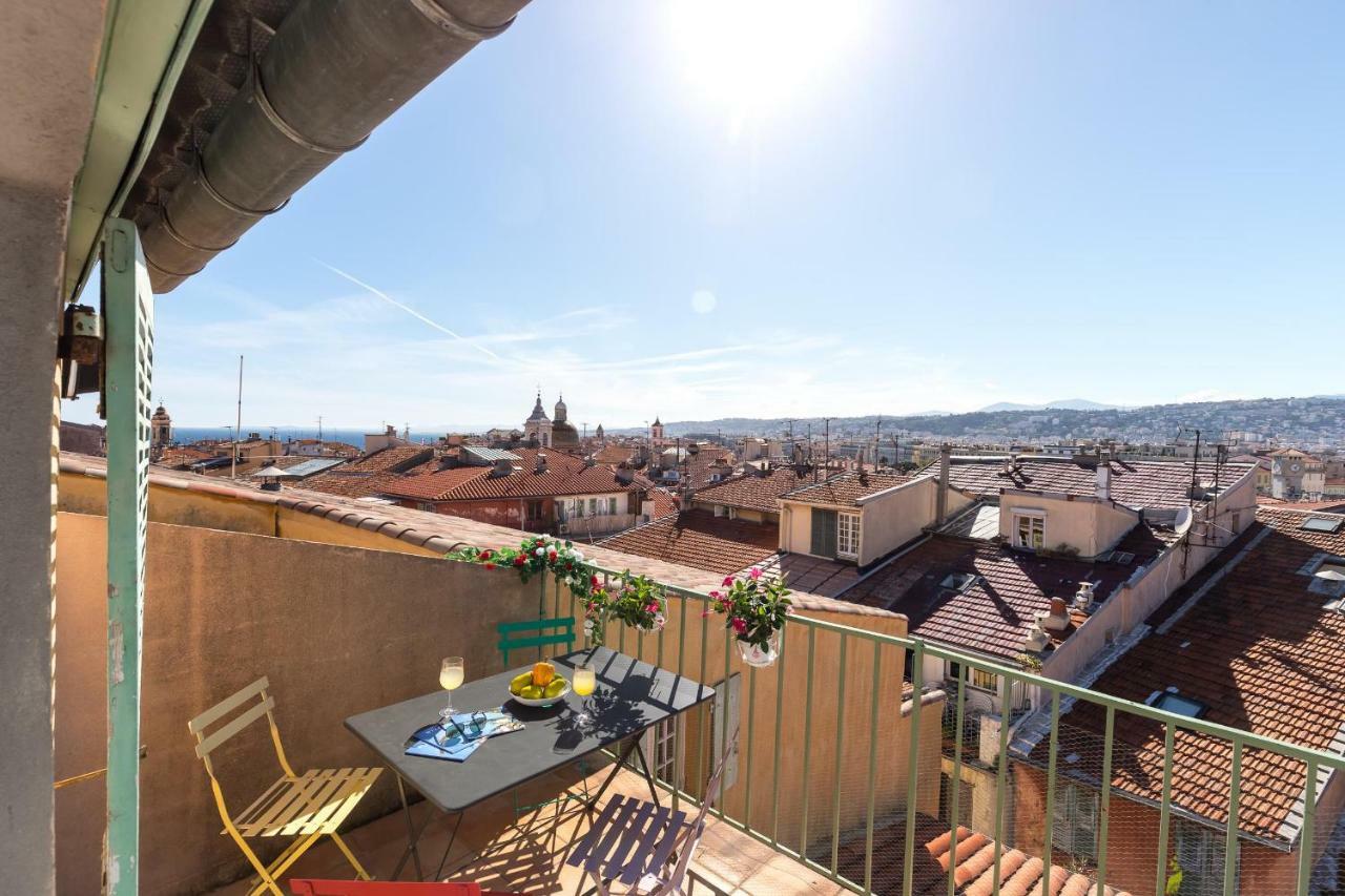 La Croix - F3, Terrasse Vue Panoramique, Vieux-Nice Old Town And Terrace Bagian luar foto